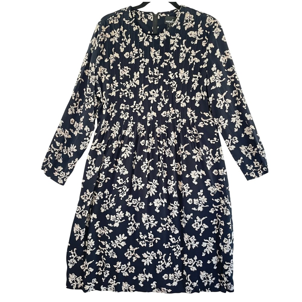 Positive Attitude Floral Print Women Dress Pleated‎ Long Sleeve Career Casual 16